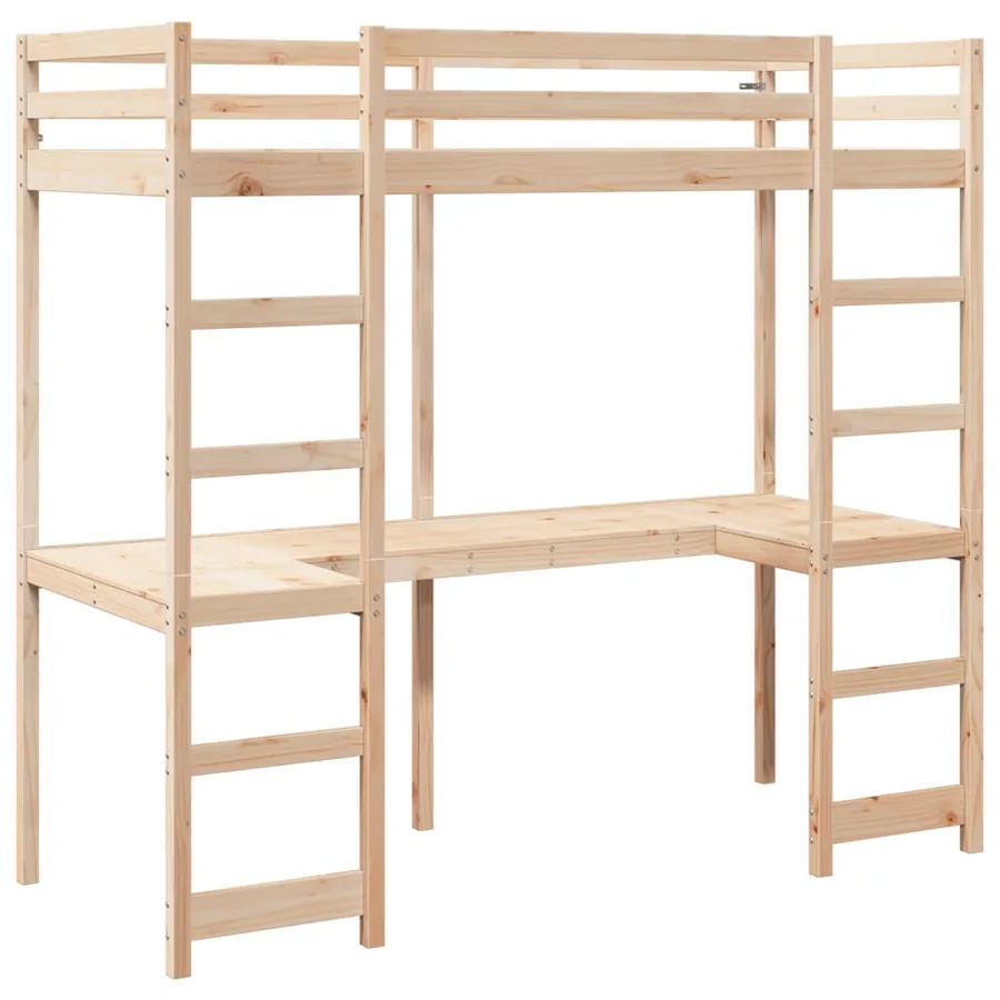Cadre de lit superposé sans matelas 90x200cm bois de pin massif - 3