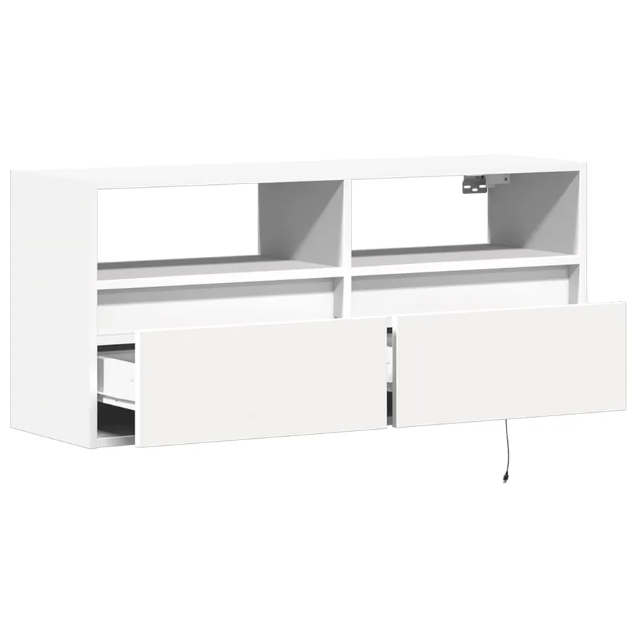 Meuble TV mural avec lumières LED blanc 100x31x45 cm - 9