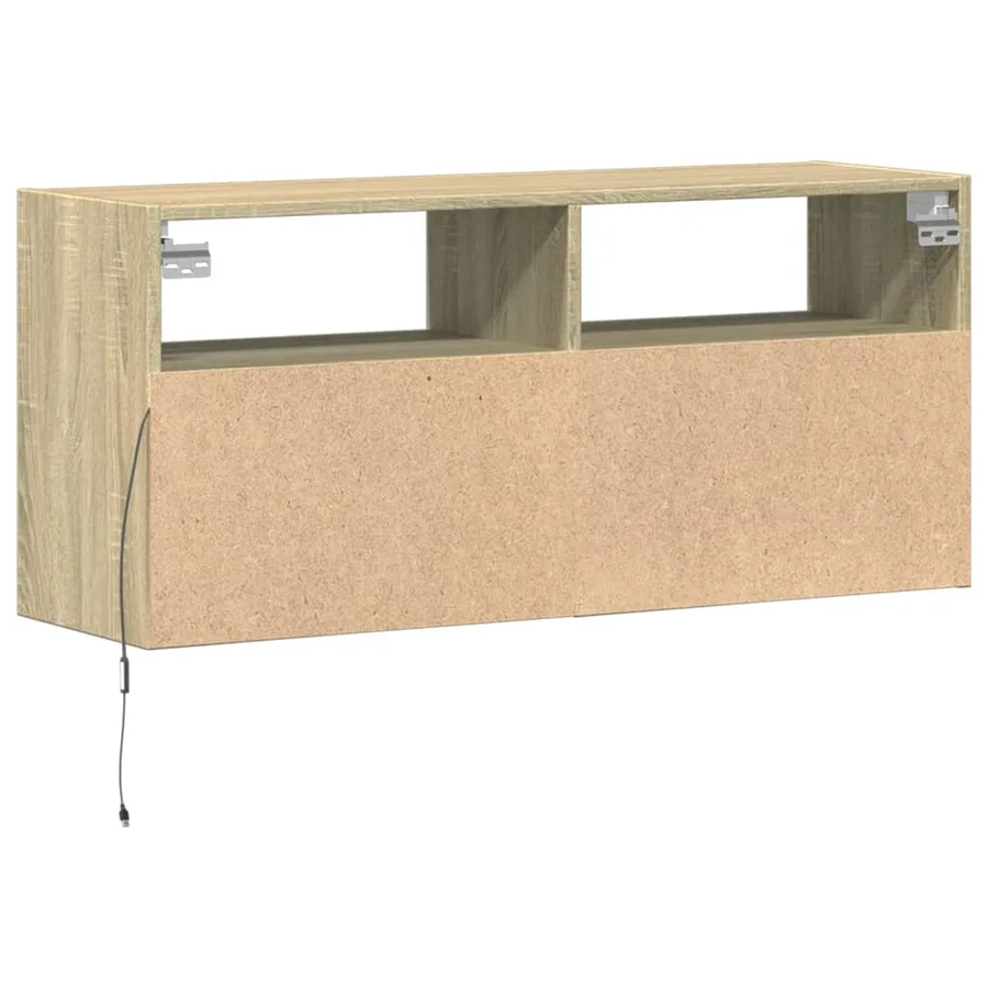 Meuble TV mural avec lumières LED chêne sonoma 100x31x45 cm - 8