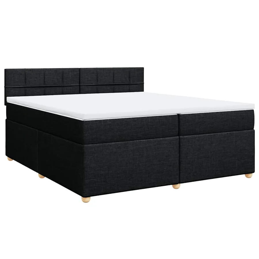 Sommier à lattes de lit avec matelas Noir 200x200 cm Tissu - 2
