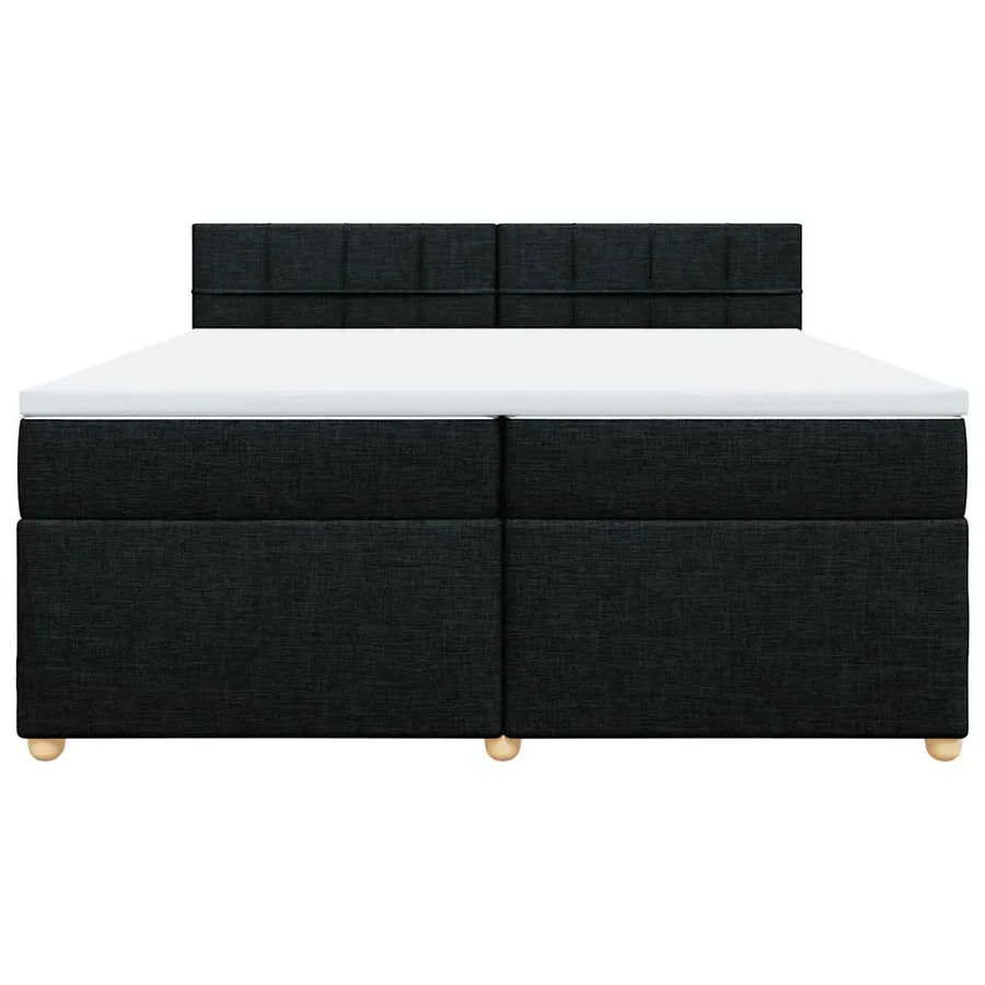 Sommier à lattes de lit avec matelas Noir 200x200 cm Tissu - 4