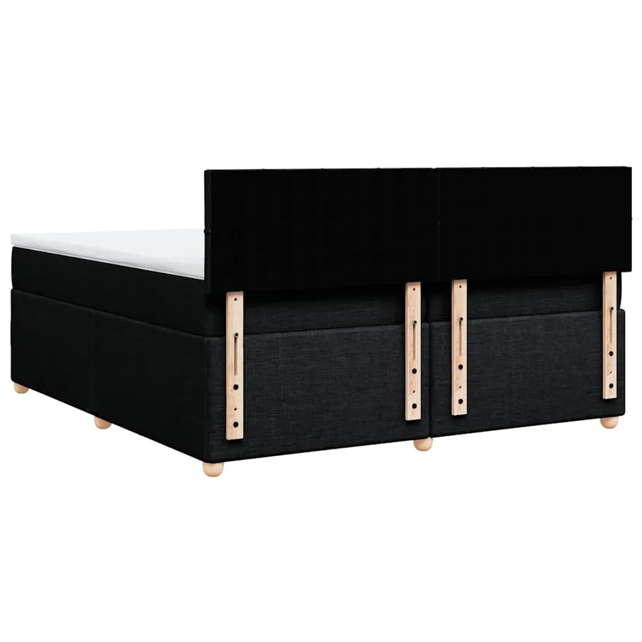Sommier à lattes de lit avec matelas Noir 200x200 cm Tissu - 6