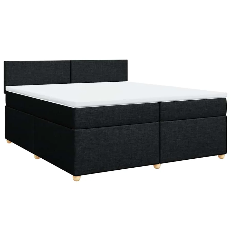 Sommier à lattes de lit avec matelas Noir 200x200 cm Tissu - 2
