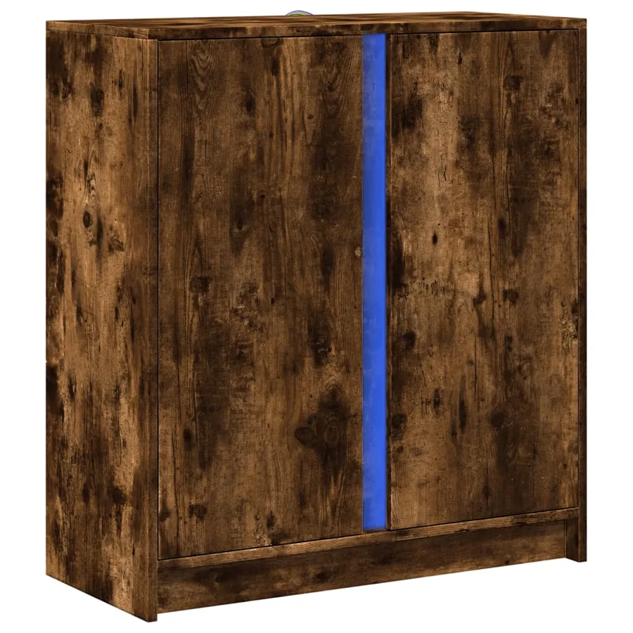 Buffet avec LED chêne fumé 77x34x85 cm bois d'ingénierie - 3