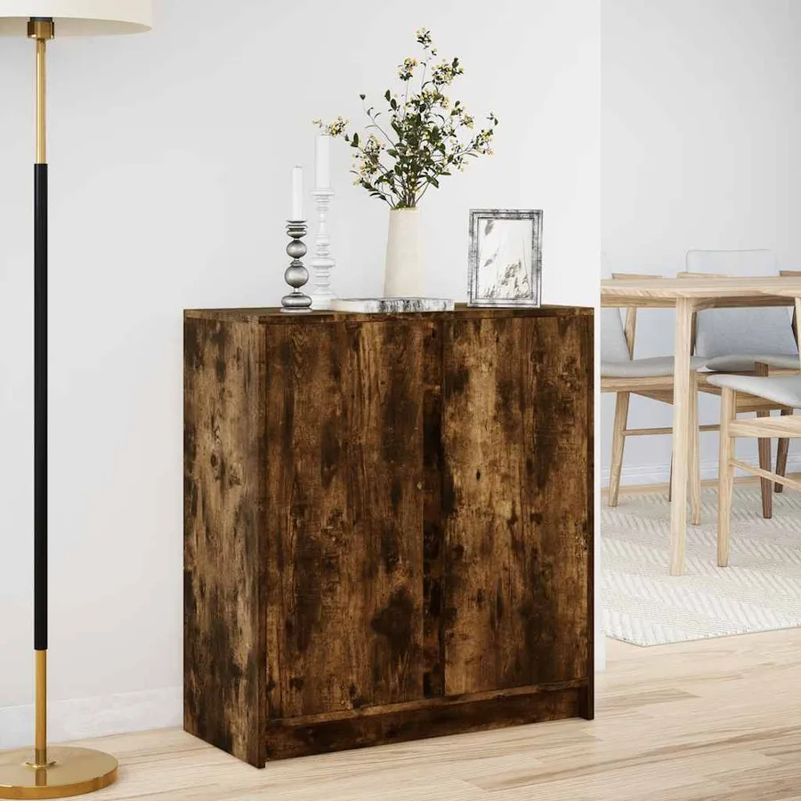 Buffet avec LED chêne fumé 77x34x85 cm bois d'ingénierie - 4