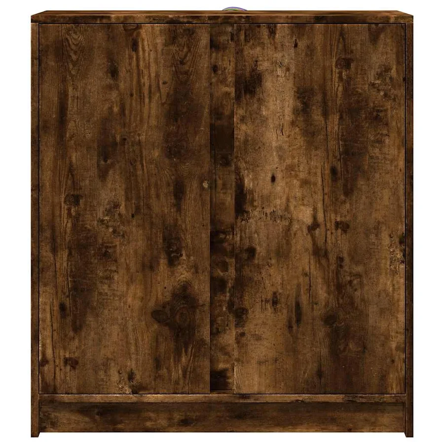 Buffet avec LED chêne fumé 77x34x85 cm bois d'ingénierie - 6