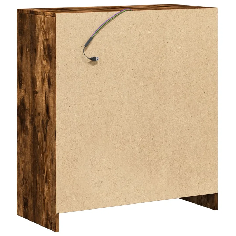 Buffet avec LED chêne fumé 77x34x85 cm bois d'ingénierie - 9