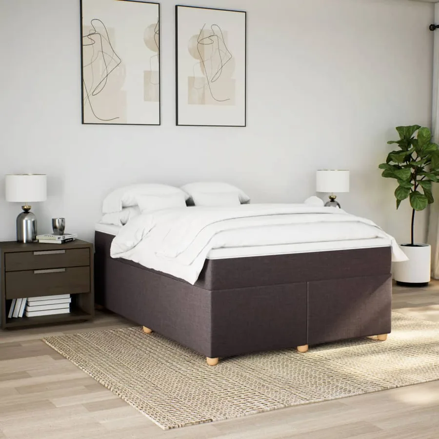Sommier à lattes de lit avec matelas Marron foncé 140x200 cm - 3