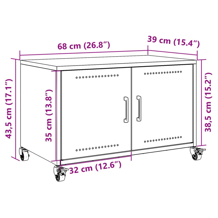 Meuble TV blanc 68x39x43,5 cm acier - 13