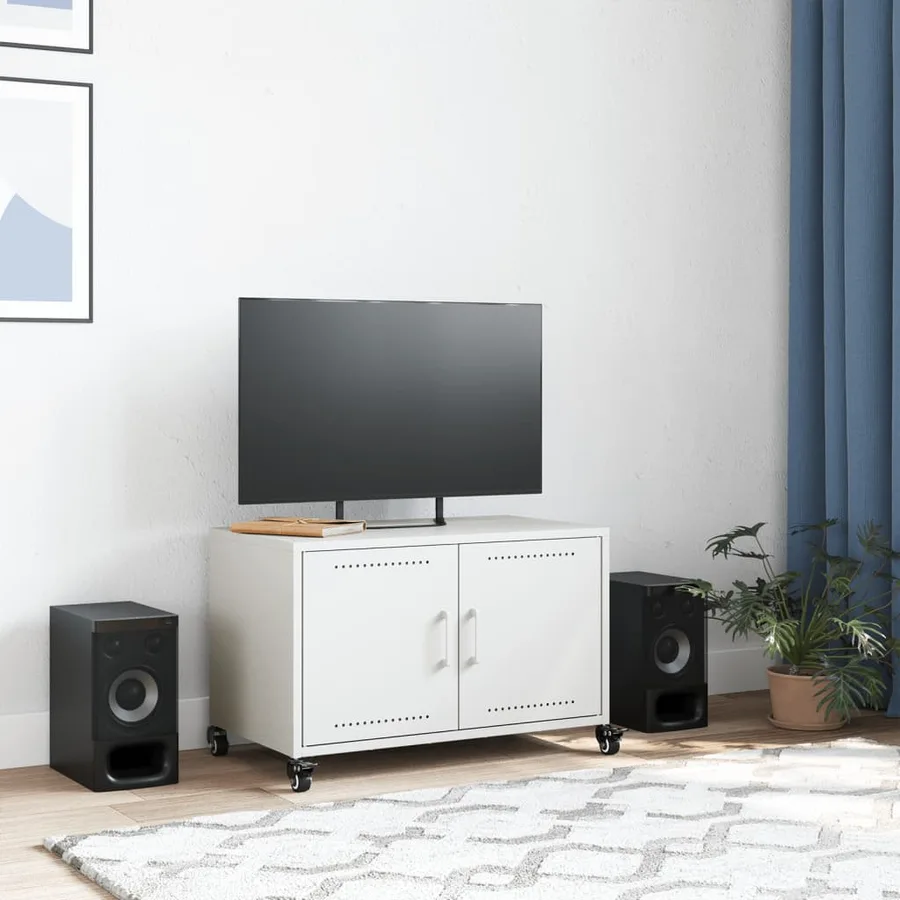 Meuble TV blanc 68x39x43,5 cm acier - 3