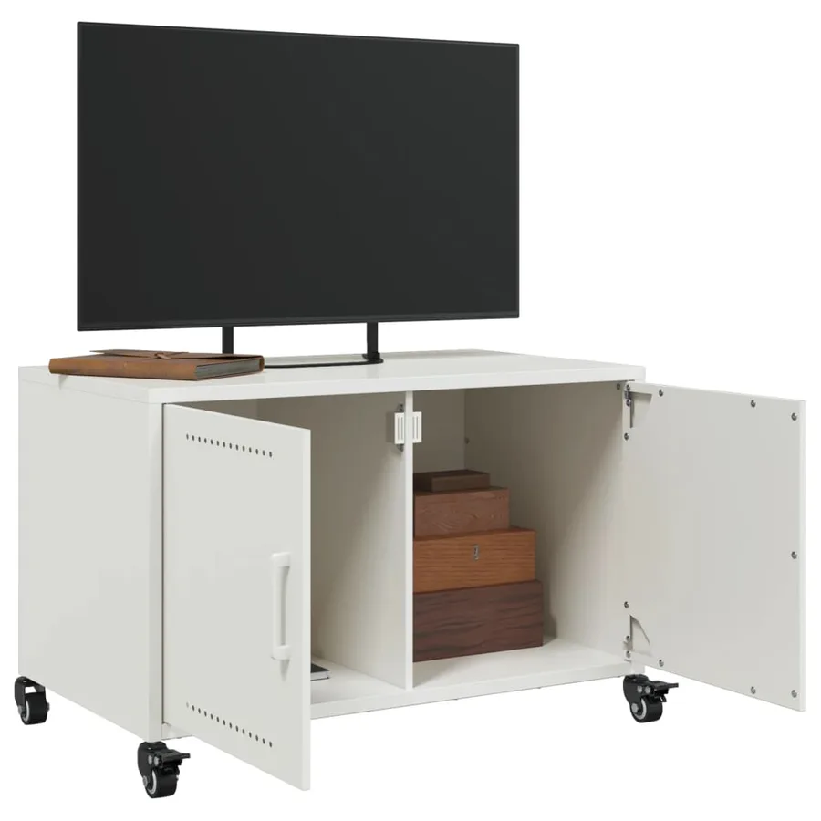 Meuble TV blanc 68x39x43,5 cm acier - 4