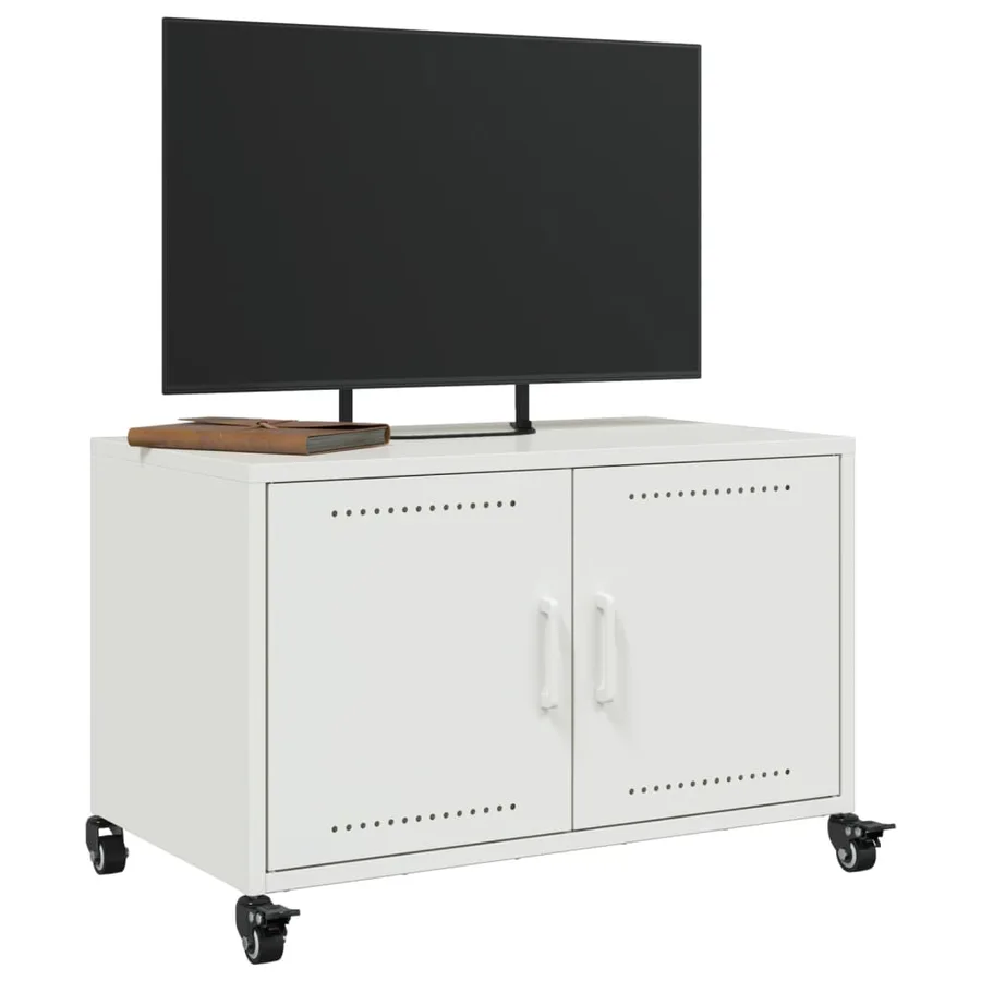 Meuble TV blanc 68x39x43,5 cm acier - 5