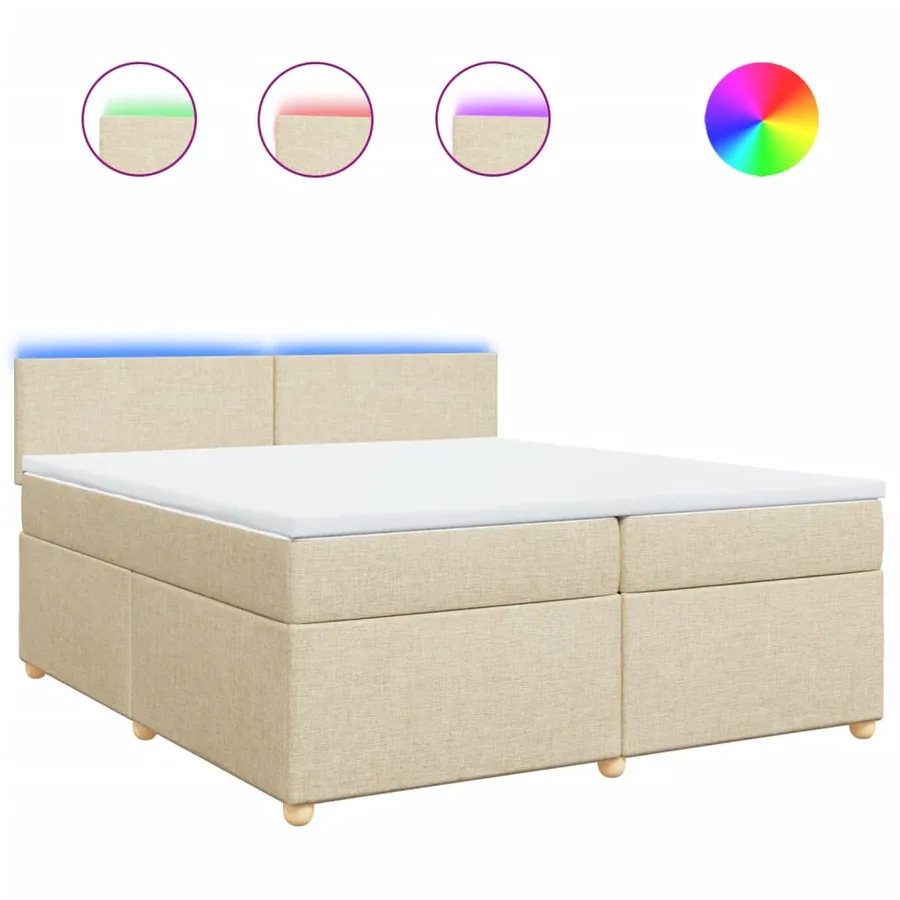 Sommier à lattes de lit avec matelas Crème 200x200 cm Tissu - 2