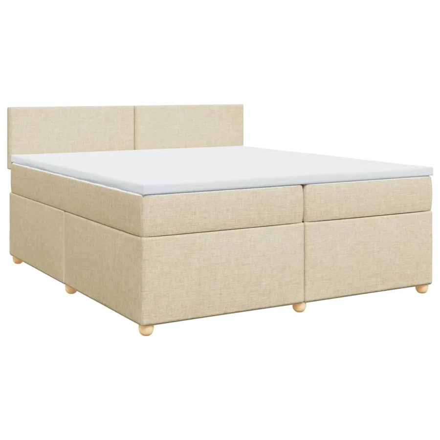 Sommier à lattes de lit avec matelas Crème 200x200 cm Tissu - 3
