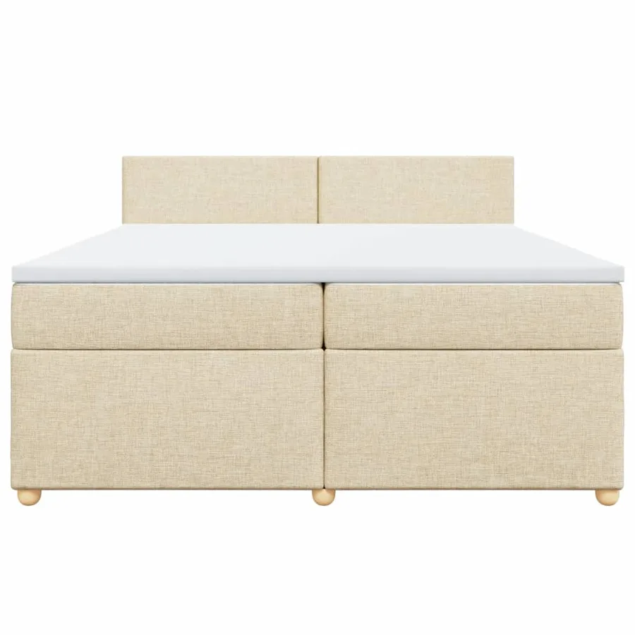 Sommier à lattes de lit avec matelas Crème 200x200 cm Tissu - 6
