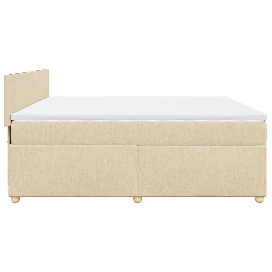 Sommier à lattes de lit avec matelas Crème 200x200 cm Tissu - 7