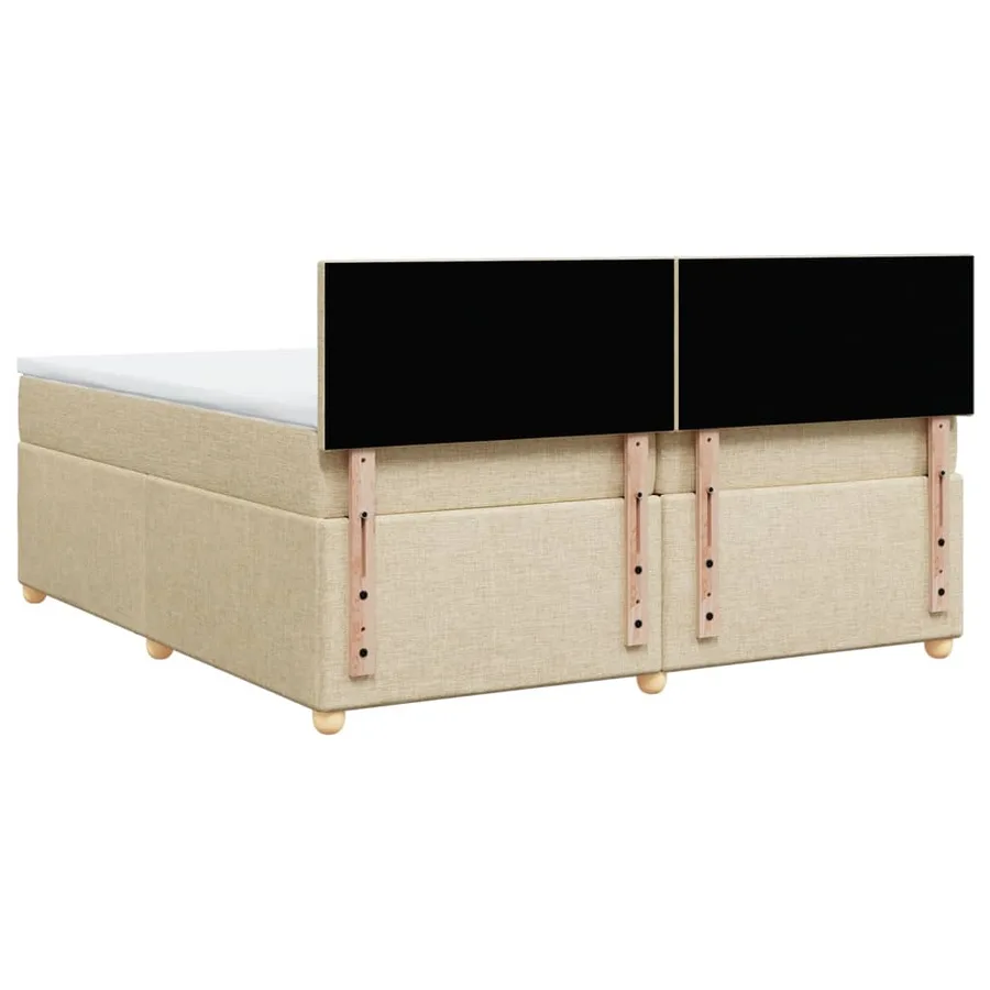 Sommier à lattes de lit avec matelas Crème 200x200 cm Tissu - 8