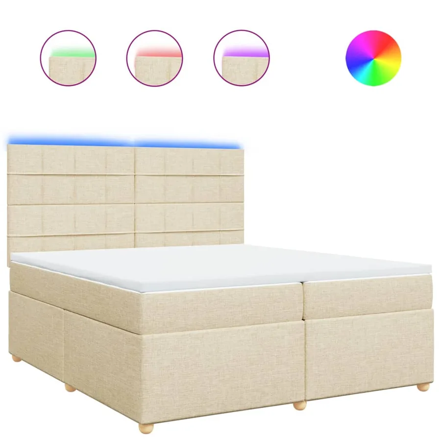 Sommier à lattes de lit avec matelas Crème 200x200 cm Tissu - 2