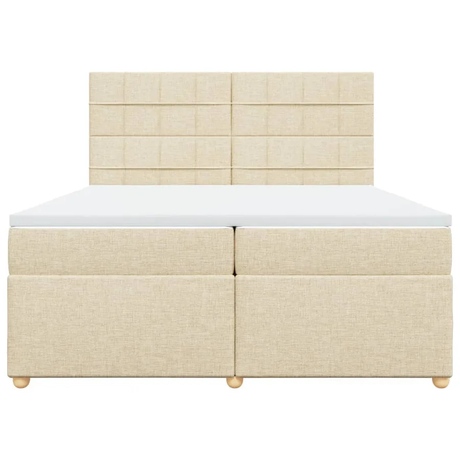 Sommier à lattes de lit avec matelas Crème 200x200 cm Tissu - 6