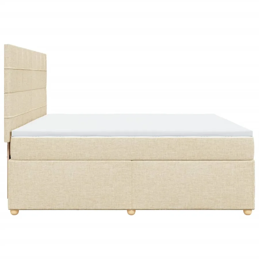 Sommier à lattes de lit avec matelas Crème 200x200 cm Tissu - 7