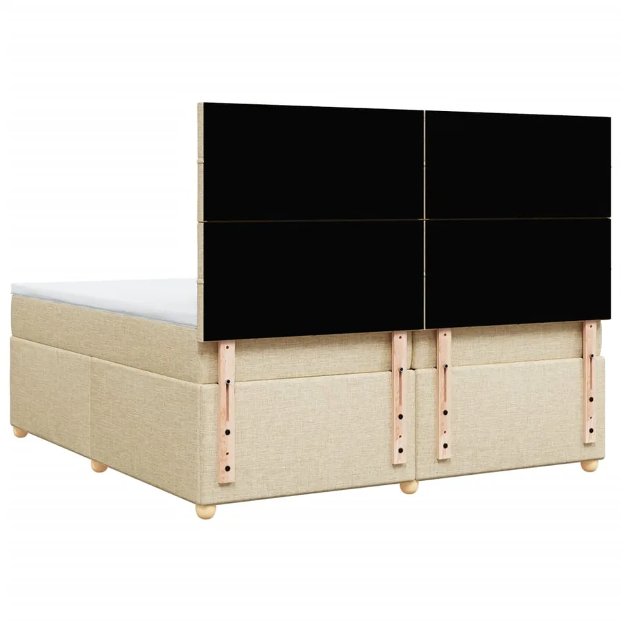 Sommier à lattes de lit avec matelas Crème 200x200 cm Tissu - 8