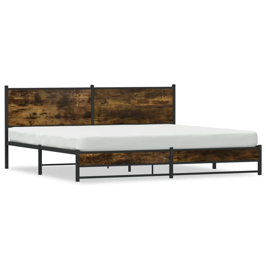 Cadre de lit en métal sans matelas chêne fumé 200x200 cm - 2