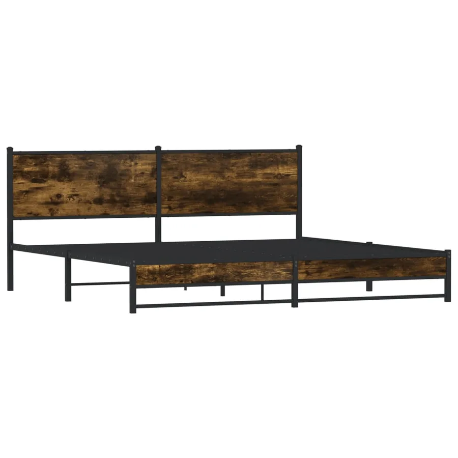 Cadre de lit en métal sans matelas chêne fumé 200x200 cm - 4