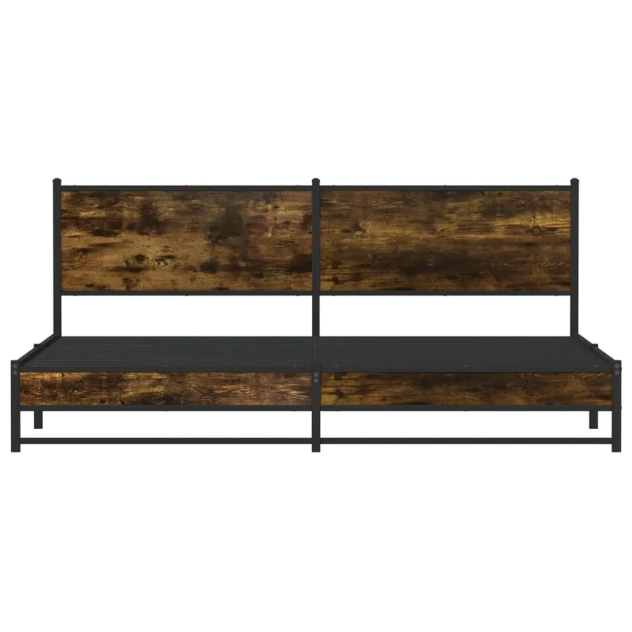 Cadre de lit en métal sans matelas chêne fumé 200x200 cm - 5