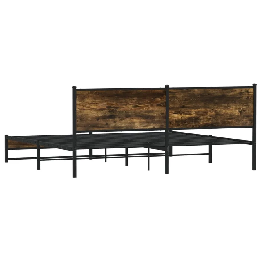 Cadre de lit en métal sans matelas chêne fumé 200x200 cm - 7