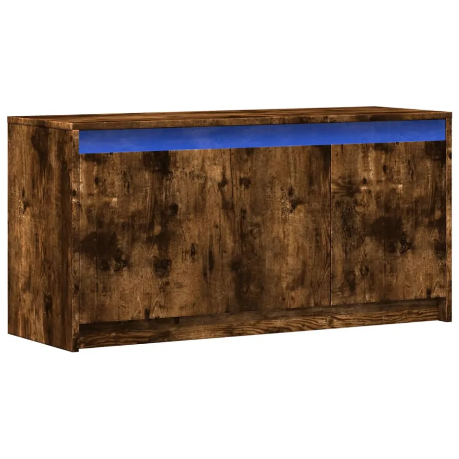Meuble TV avec LED chêne fumé 100x34x50 cm bois d'ingénierie - 3