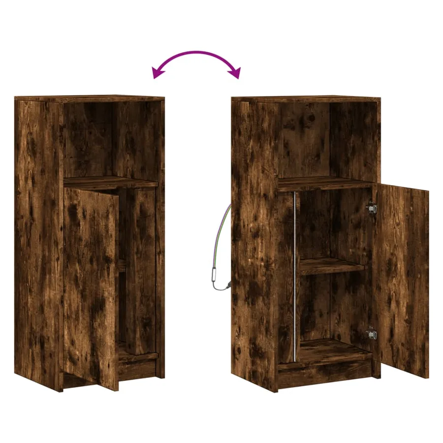 Buffet avec LED chêne fumé 42,5x34x100 cm bois d'ingénierie - 10