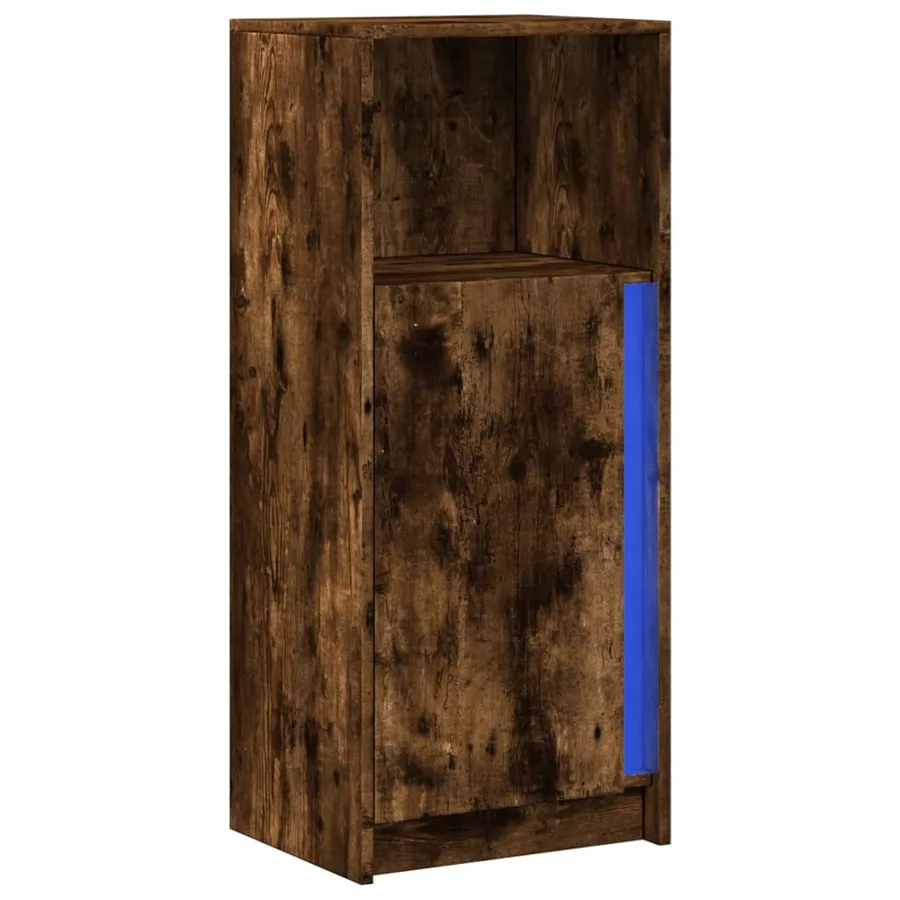 Buffet avec LED chêne fumé 42,5x34x100 cm bois d'ingénierie - 3
