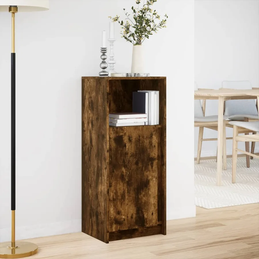 Buffet avec LED chêne fumé 42,5x34x100 cm bois d'ingénierie - 4