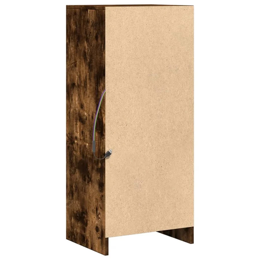 Buffet avec LED chêne fumé 42,5x34x100 cm bois d'ingénierie - 9