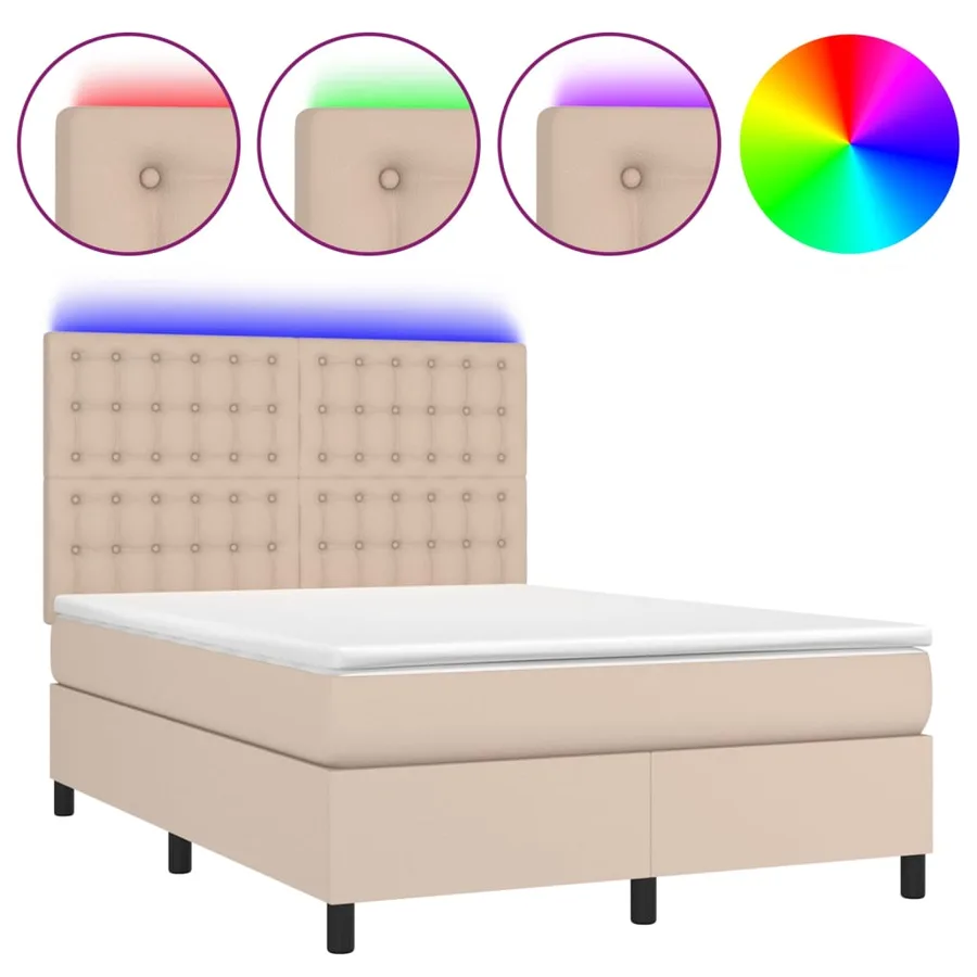 Sommier à lattes de lit avec matelas LED Cappuccino 140x190 cm - 2