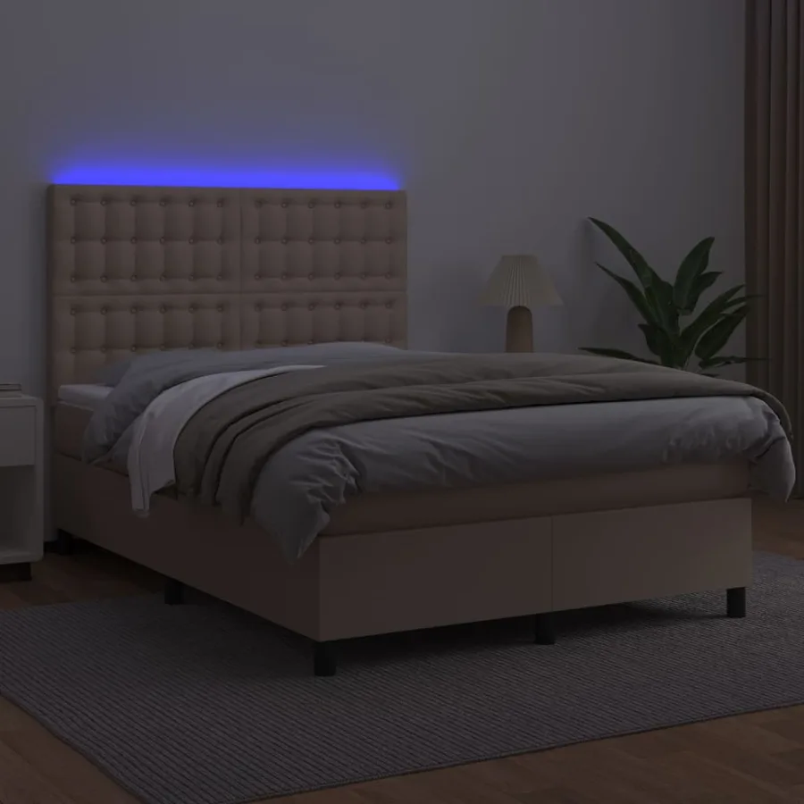 Sommier à lattes de lit avec matelas LED Cappuccino 140x190 cm - 4