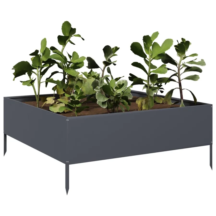 Lit surélevé de jardin anthracite 100x100x41 cm acier - 3