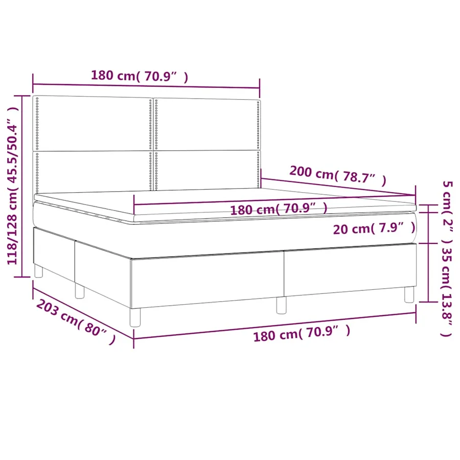Sommier à lattes de lit matelas et LED Vert foncé 180x200 cm - 9