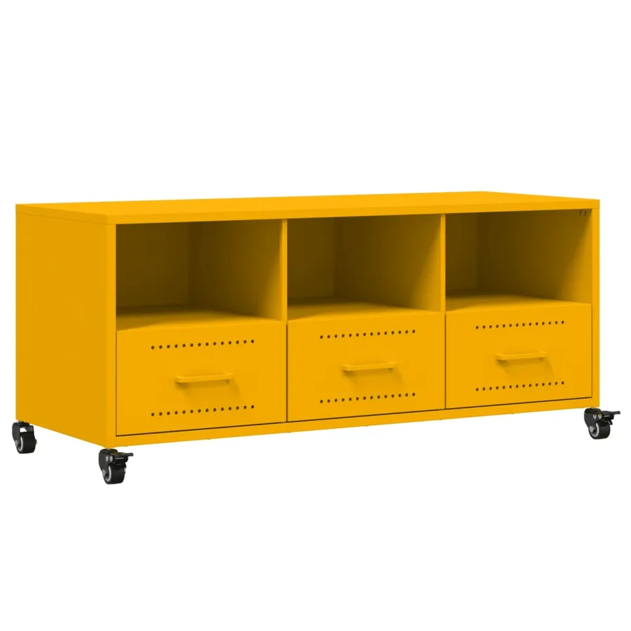 Meuble TV jaune moutarde 100,5x39x43,5 cm acier - 2