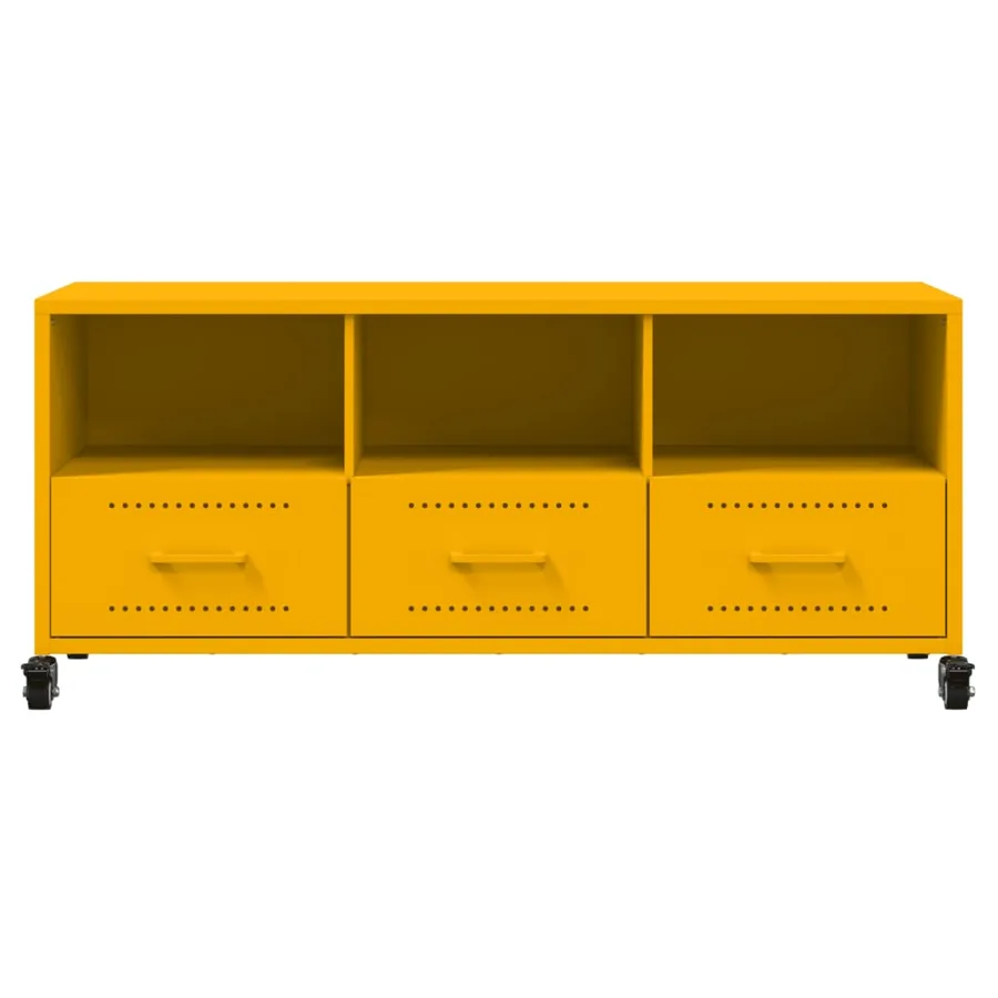 Meuble TV jaune moutarde 100,5x39x43,5 cm acier - 6