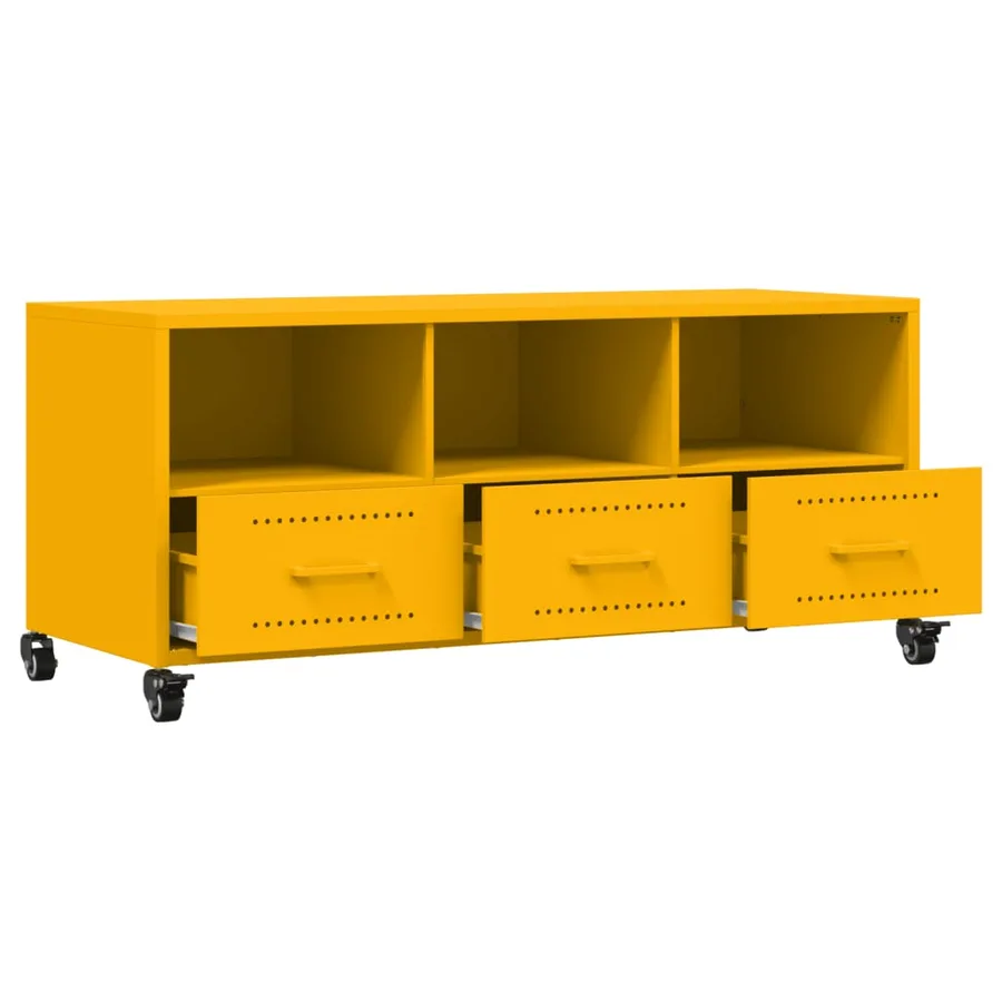 Meuble TV jaune moutarde 100,5x39x43,5 cm acier - 9