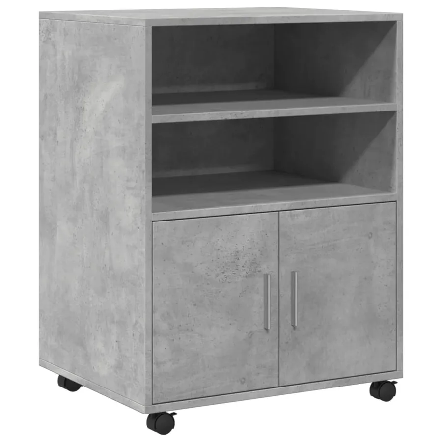Armoire à roulettes gris béton 60x48x81 cm bois d'ingénierie - 2