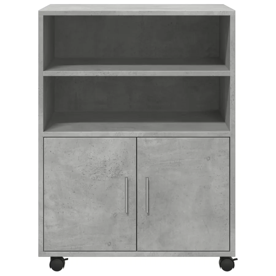 Armoire à roulettes gris béton 60x48x81 cm bois d'ingénierie - 4
