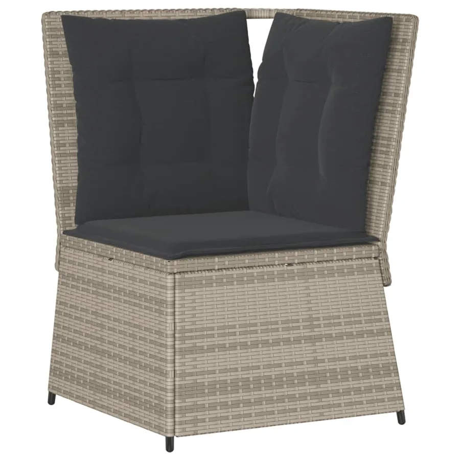 Salon de jardin 5 pcs avec coussins gris clair résine tressée - 5