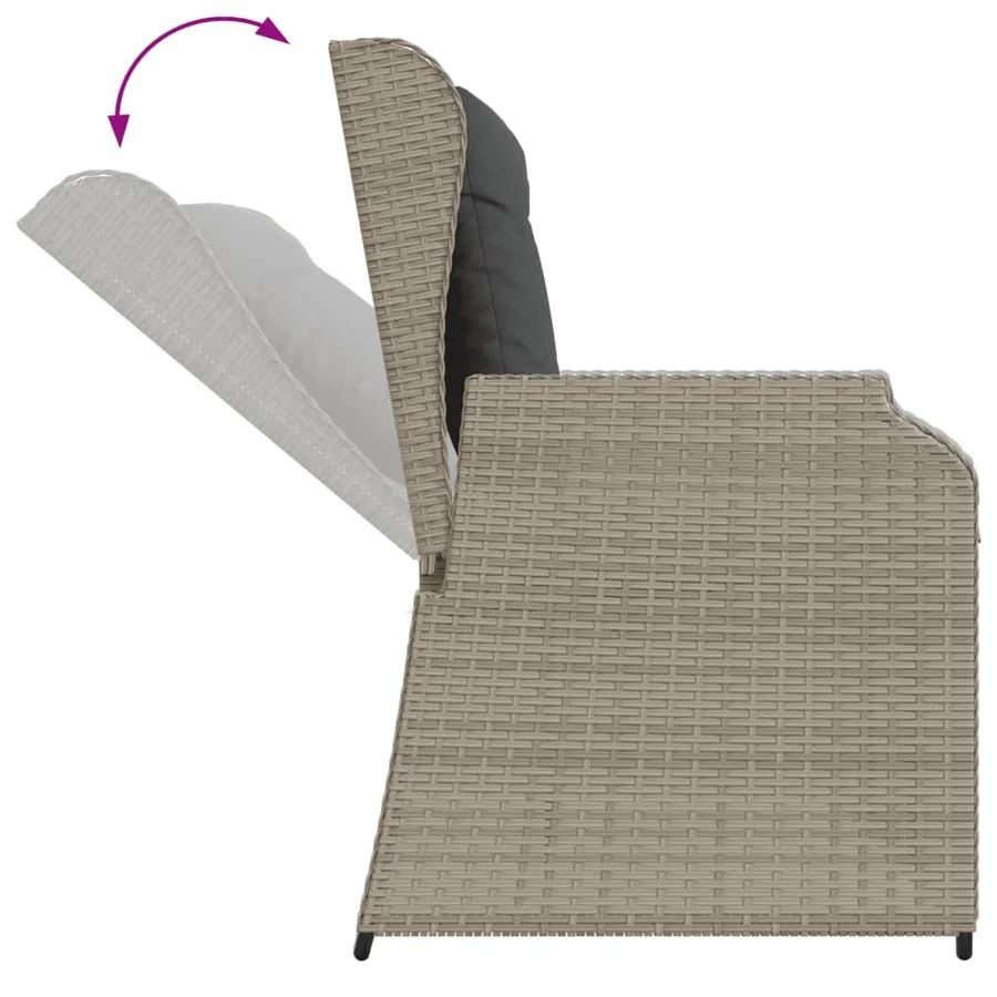 Salon de jardin 5 pcs avec coussins gris clair résine tressée - 7