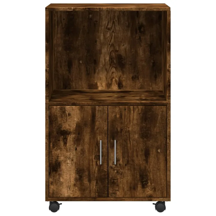 Armoire à roulettes chêne fumé 55x40x91 cm bois d'ingénierie - 4