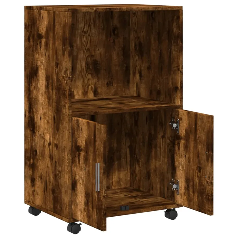Armoire à roulettes chêne fumé 55x40x91 cm bois d'ingénierie - 7