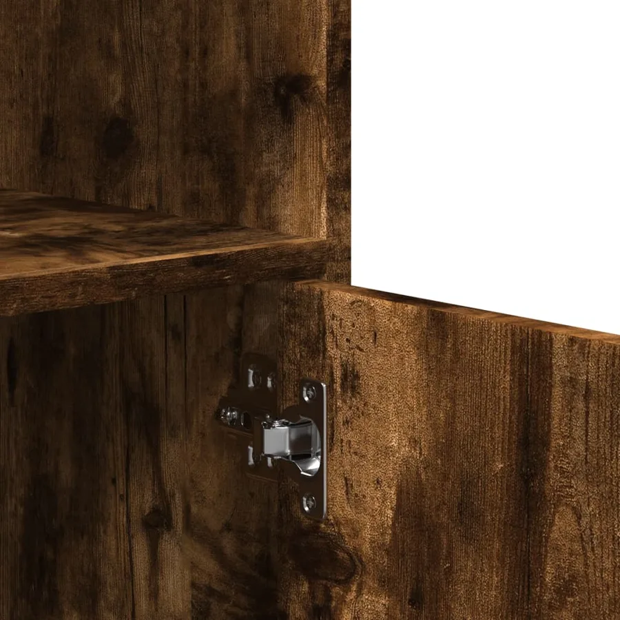 Armoire à roulettes chêne fumé 55x40x91 cm bois d'ingénierie - 8