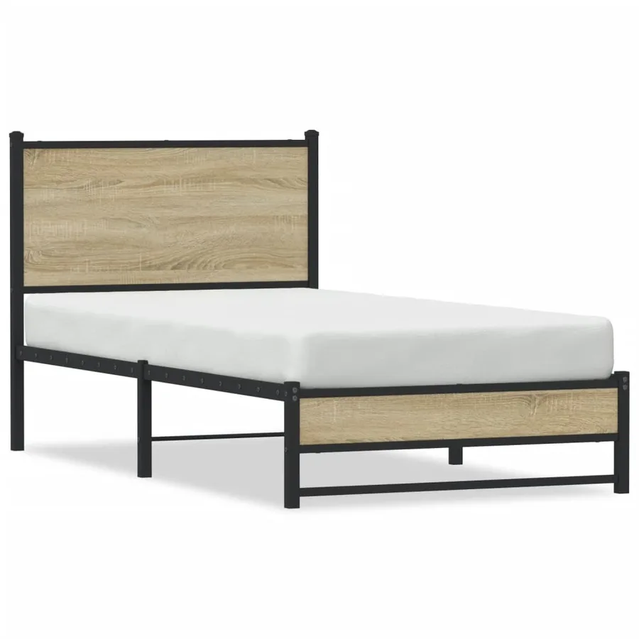 Cadre de lit en métal sans matelas chêne sonoma 80x200 cm - 2