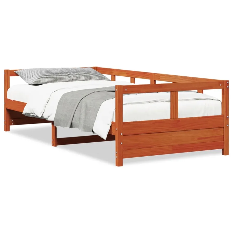 Lit de jour sans matelas cire marron 90x200 cm bois pin massif - 2
